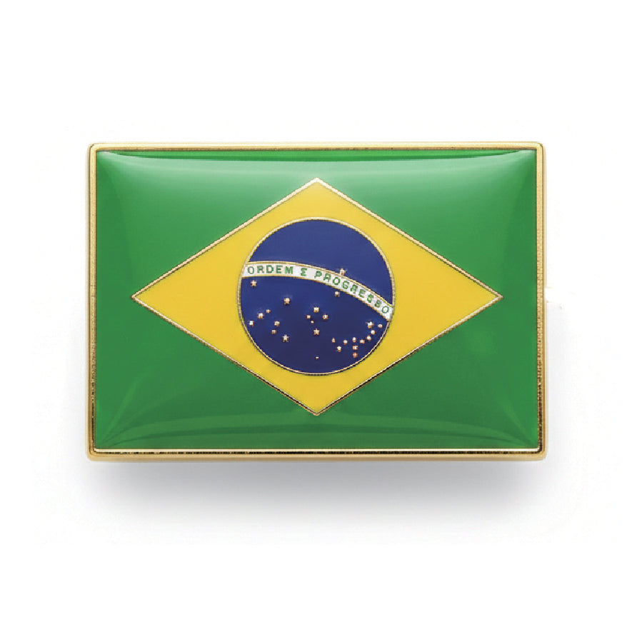 World Cup Flag Metal Badge - Brazil